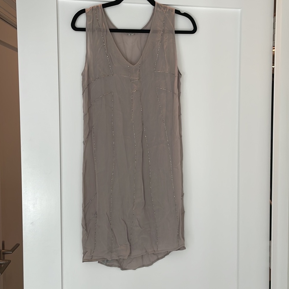 Chan Luu Taupe Beaded Dress, Small - Picture 2 of 5